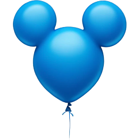 Blue balloon shaped like Mickey Mouse’s ears emoji
