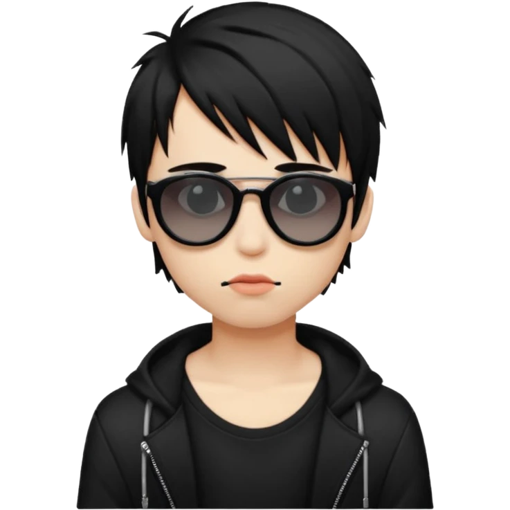 emo boy model with lip piercing sunglasses emoji