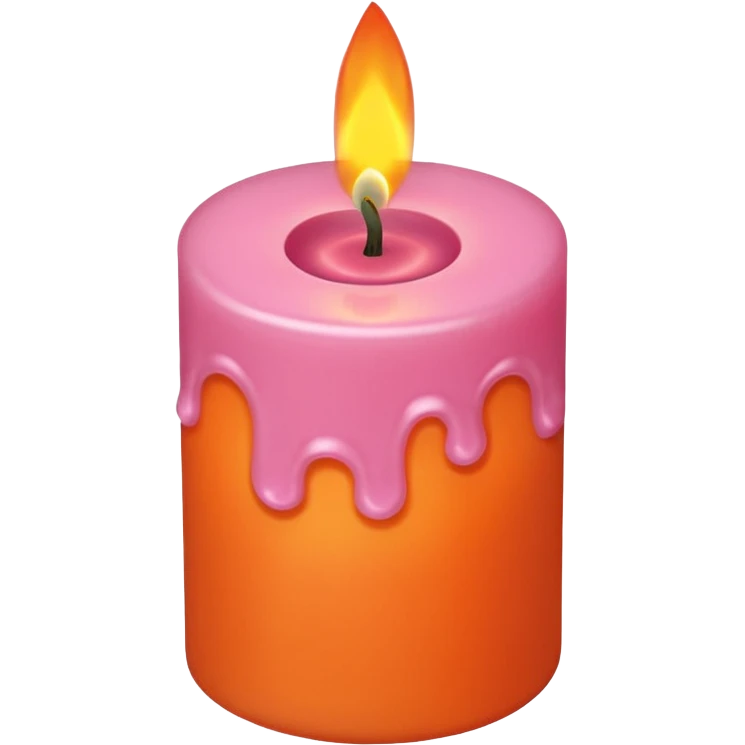 Draw a pink candle with a flame on it that looks 15 degrees tilted from a bird's eye view. emoji