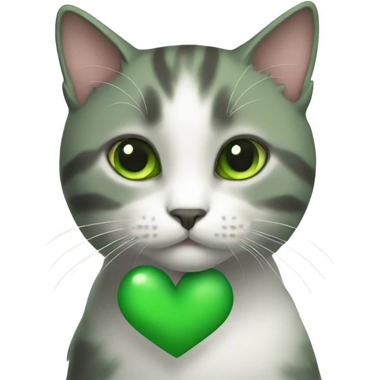 Cat with green heart  emoji