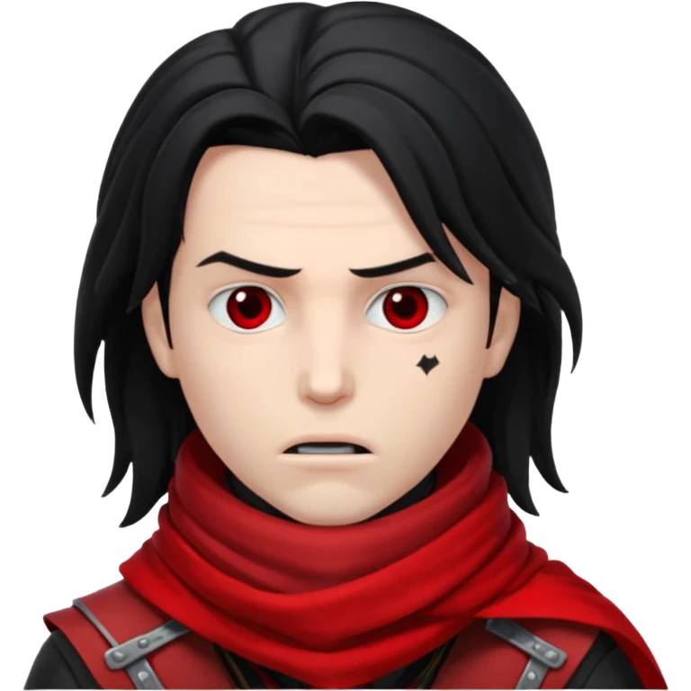 Vincent Valentine from Final Fantasy 7, headshot, red scarf covering mouth, intense eyes emoji
