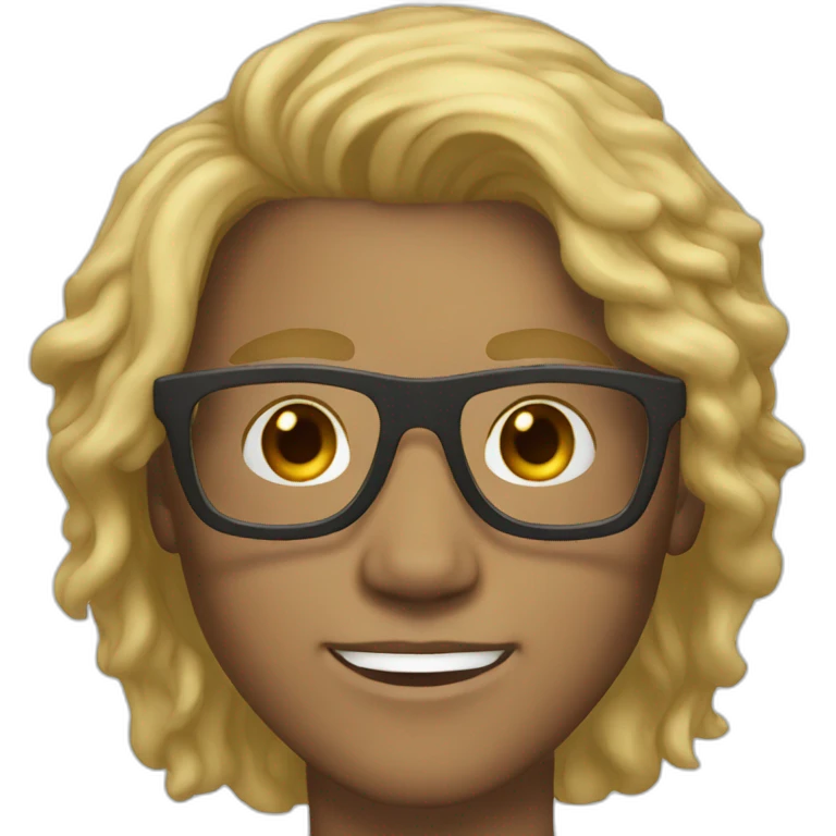light skin dark blonde guy with round glasses long hair emoji