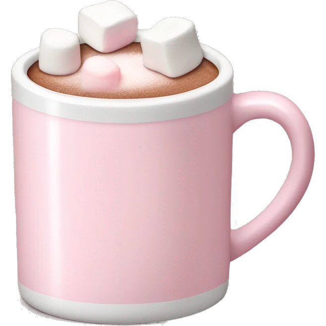 Light Pink mug of hot chocolate with marshmallows  emoji