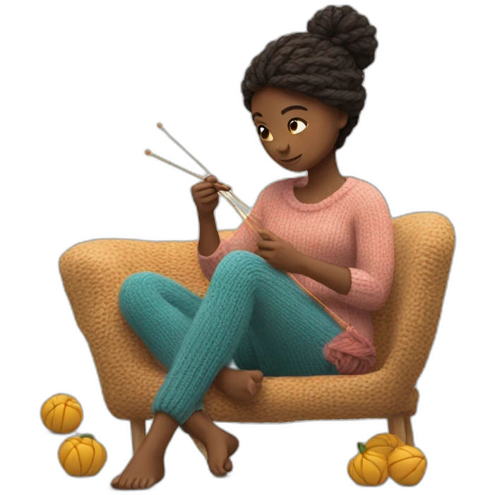 Gril is knitting emoji