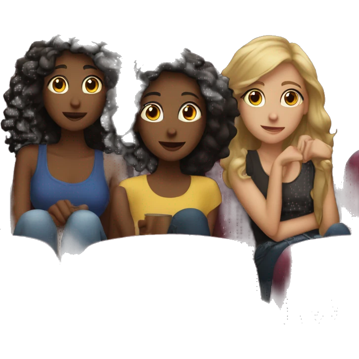 Watching at a movie theatre with 4 girl friends emoji