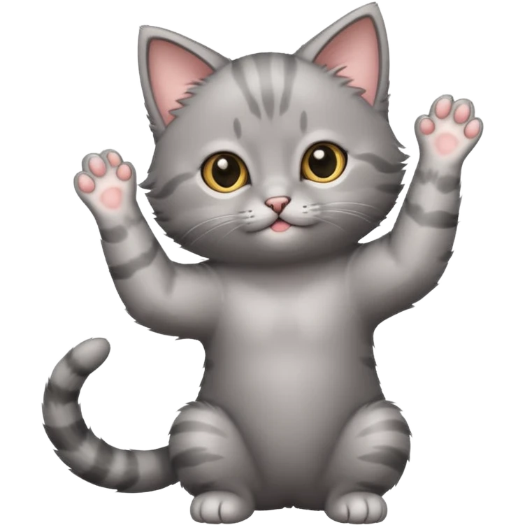  Cutest Gray kitten standing stretching arms emoji