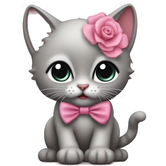 Süße Babykatze mit rosa Schleife  emoji