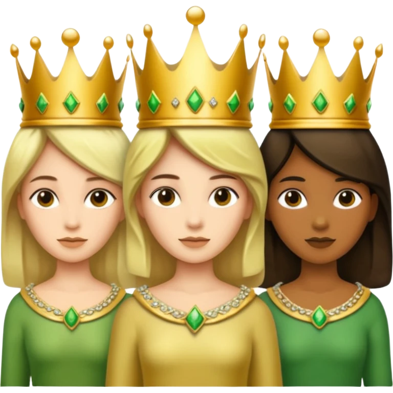 three with a crown that unites them with golden and green colours emoji