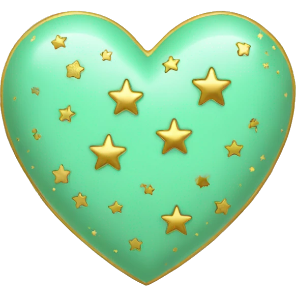 Mint green heart with gold stars around it  emoji