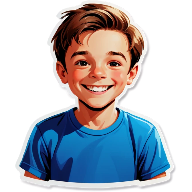 smiling boy indoors t-shirt emoji