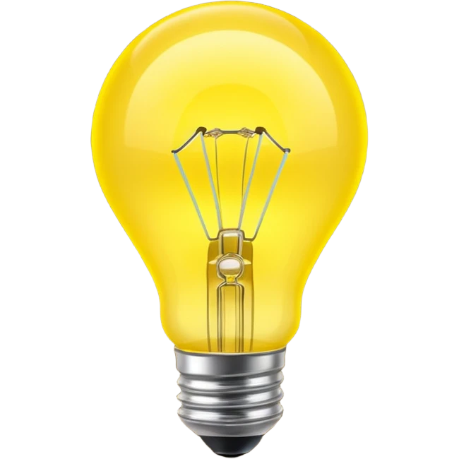 Generate a high-quality image of a glowing neon yellow light bulb, bright vibrant color, realistic glow effect, smooth gradient colors, no human figures, no facial features, no brand markings, simple dark background, high-resolution.
 emoji