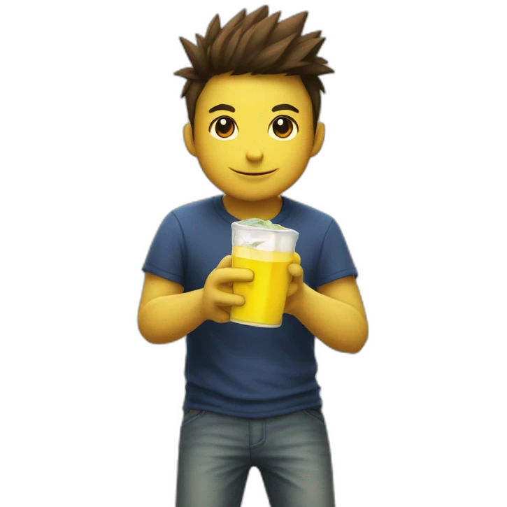 Piakchu avec une boisson dans la main emoji