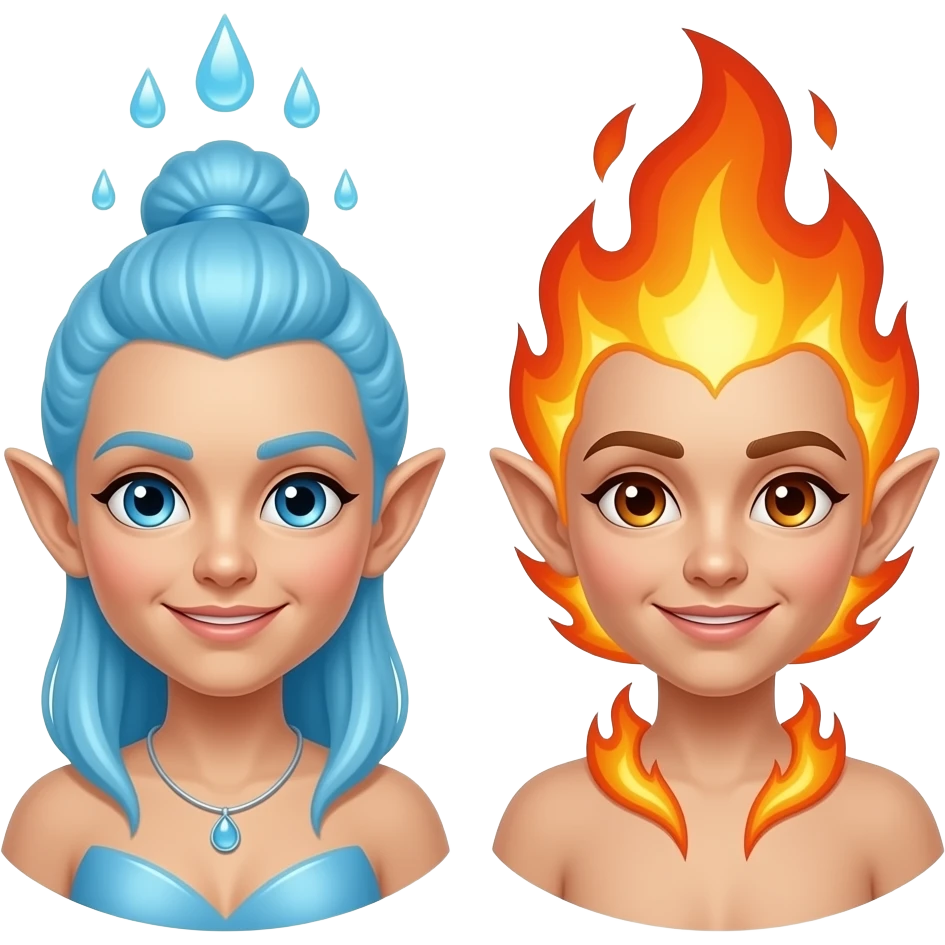 Elfen paar. Zijn als water en vuur emoji