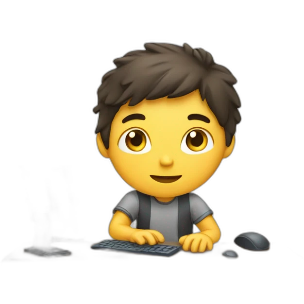 Boy working in computer emoji