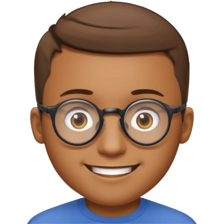 homme cheveux très court marron clair sans barbe sourrir avec lunettes rondes emoji