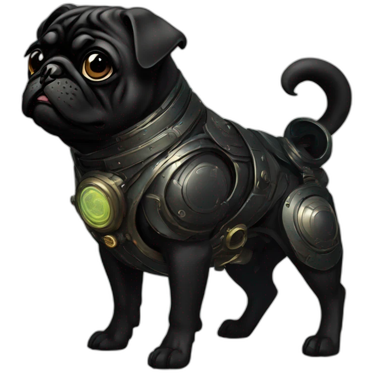 A cyberpunk black pug in Art Nouveau style during 1910 emoji