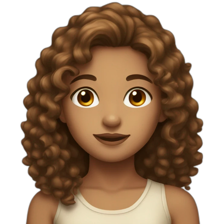 girl with long curly brown hair, brown eyes, tan skin, freckles emoji