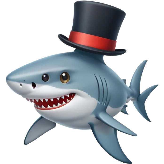 Shark with a top hat emoji