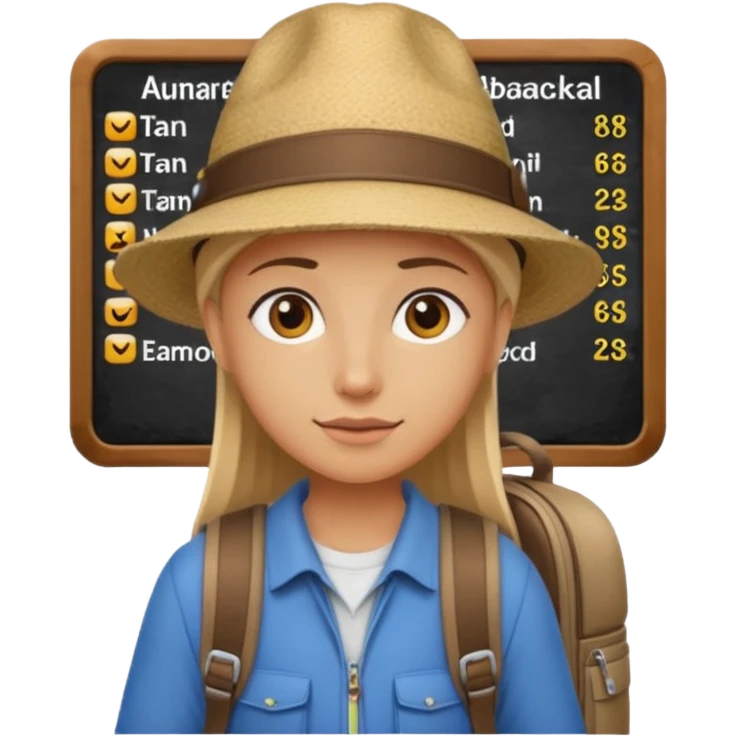 Traveler character with Looking toward a departure board  emoji