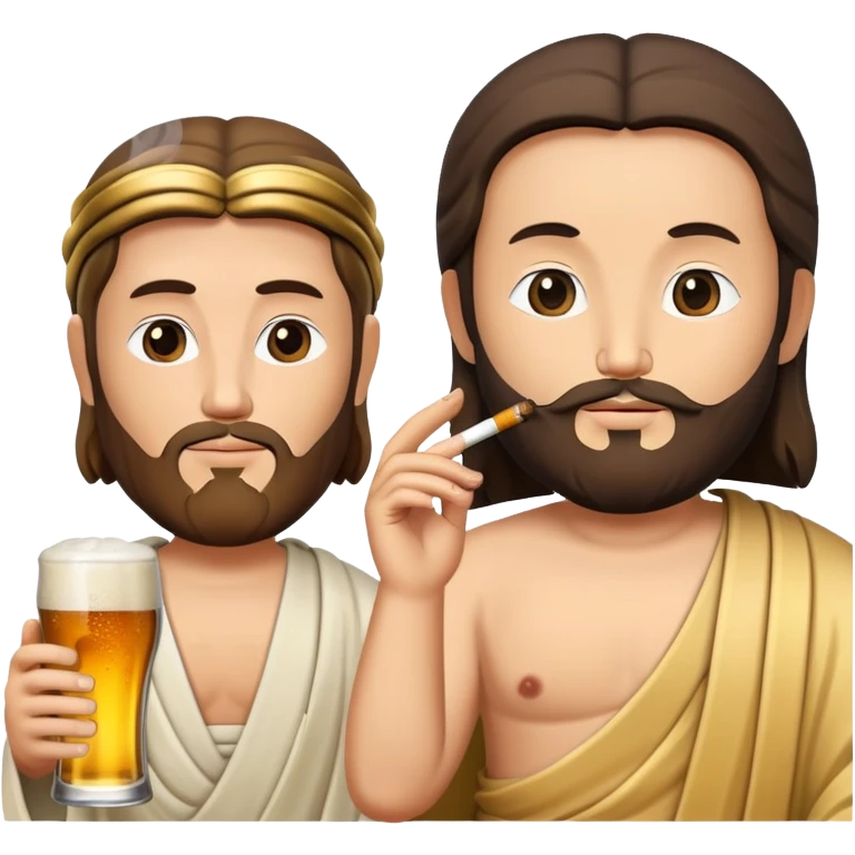 Jesus and Buddha smoking cigarettes beer emoji