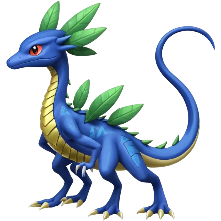 Shiny Aural Inteleon-Sceptile-Greninja-Fakémon-fusion (full body) emoji