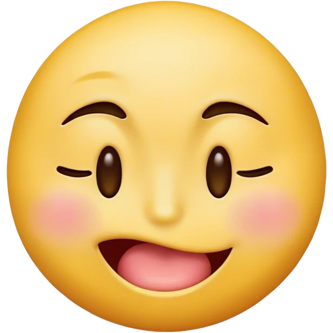 yellow emoji face, one eye close, biting its tonguje with a smirk emoji
