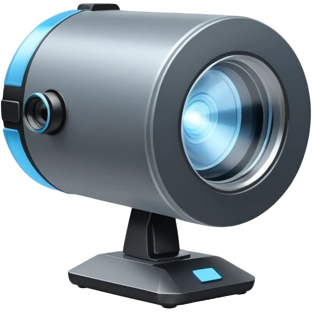 Flat emoji of a wrist-mounted hologram projector emitting a soft blue light cone, simple shapes, modern sci-fi style emoji