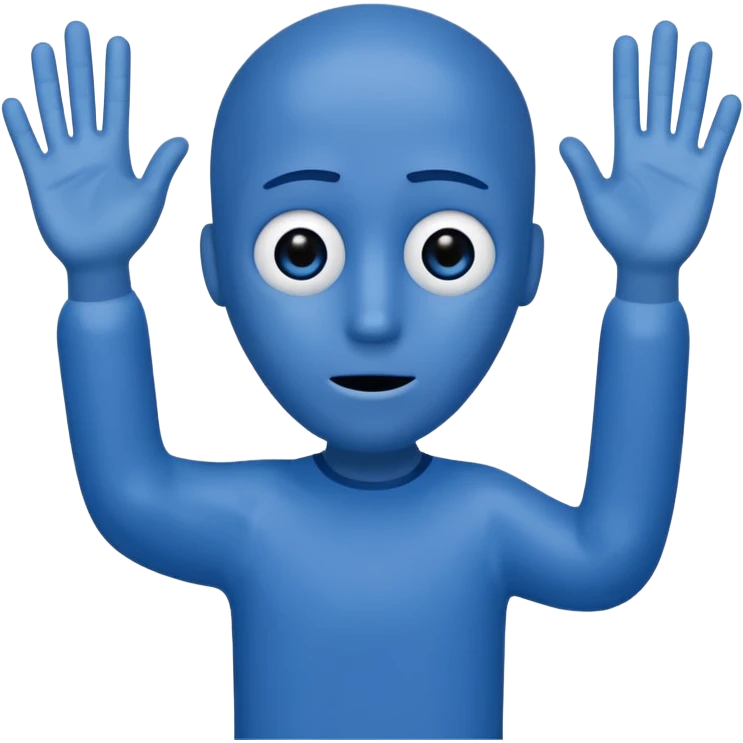 an annoying person saying "6 7" every second waving their hands, and their body is just the letters 6 and 7. they are blue. their eyes are at the top of the 7 and the hole in the 6.the have black legs and arms, but their hands are white. emoji