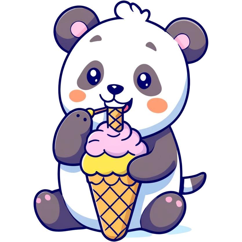 Panda eating ice cream emoji