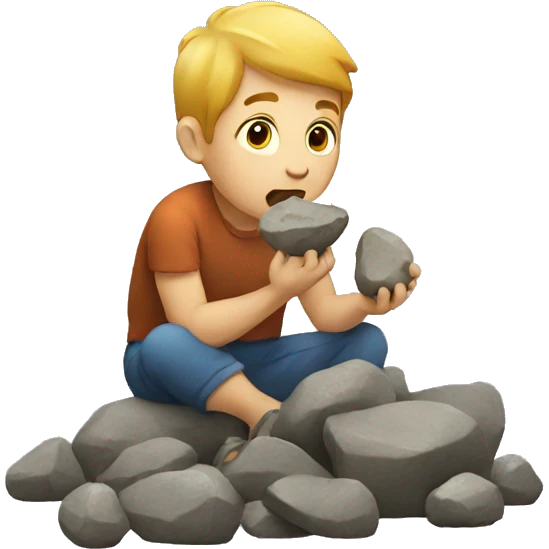 Small man eating rocks emoji