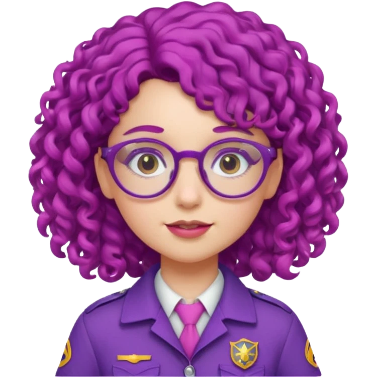 scout girl with pink scout uniform, purple curly haired and glassess emoji