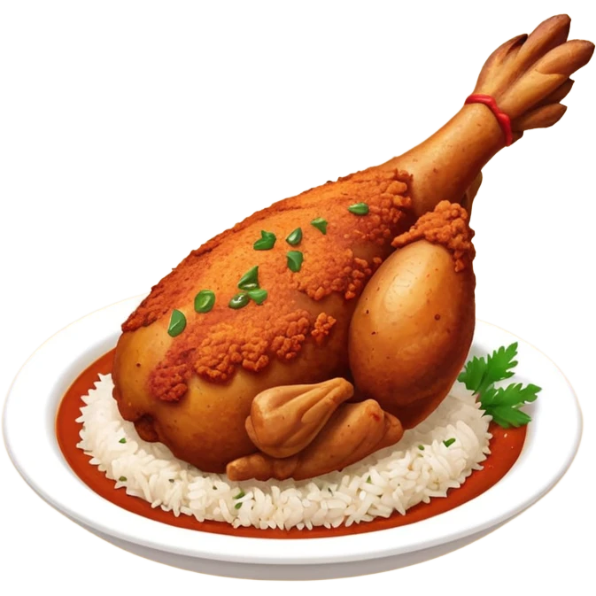 chickenwhole leg fry with  tandoori red masala rice emoji