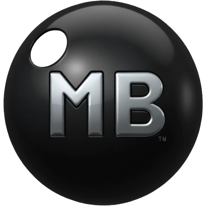 Black ball (MB) written on it. emoji