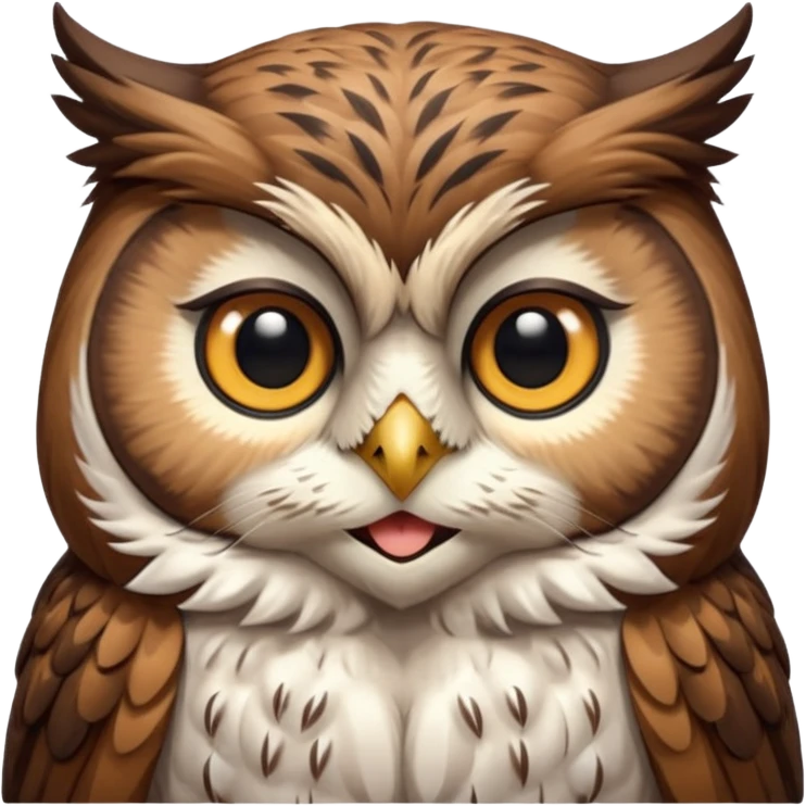 The real-life full sized owl with cat's face on transparent background emoji