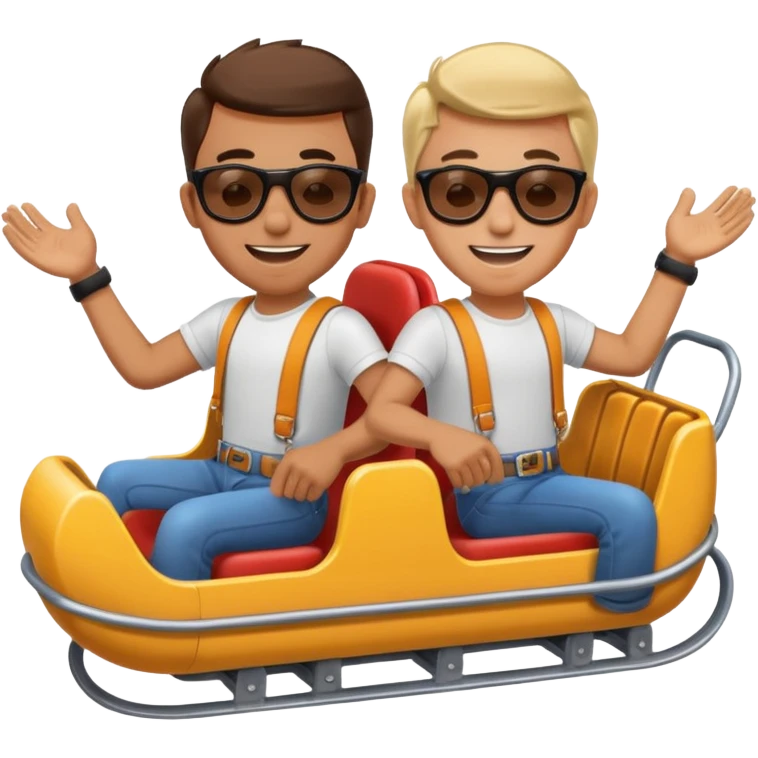 two guys on a roller coaster and buckled up emoji