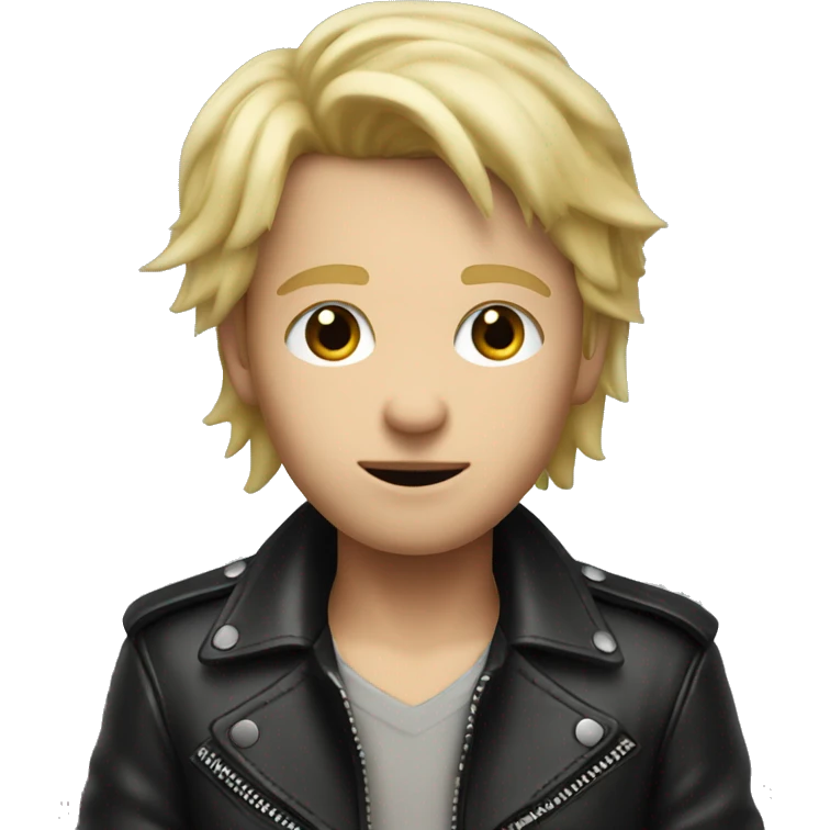 blonde boy in leather jacket have mole under left eye  emoji