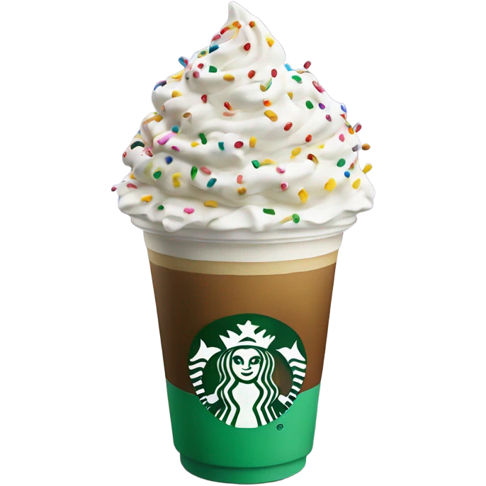 Starbucks drink with whipped cream and sprinkles  emoji