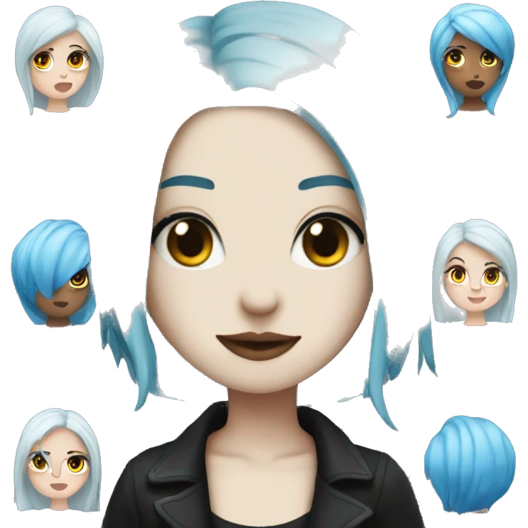 Girl with blue hair goth big  emoji