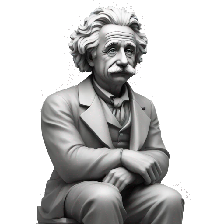 sitting philosopher-statue as albert einstein thinking emoji