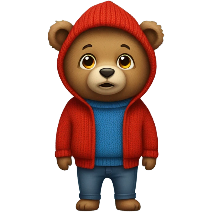 Bear wearing red sweater and blue pants  emoji