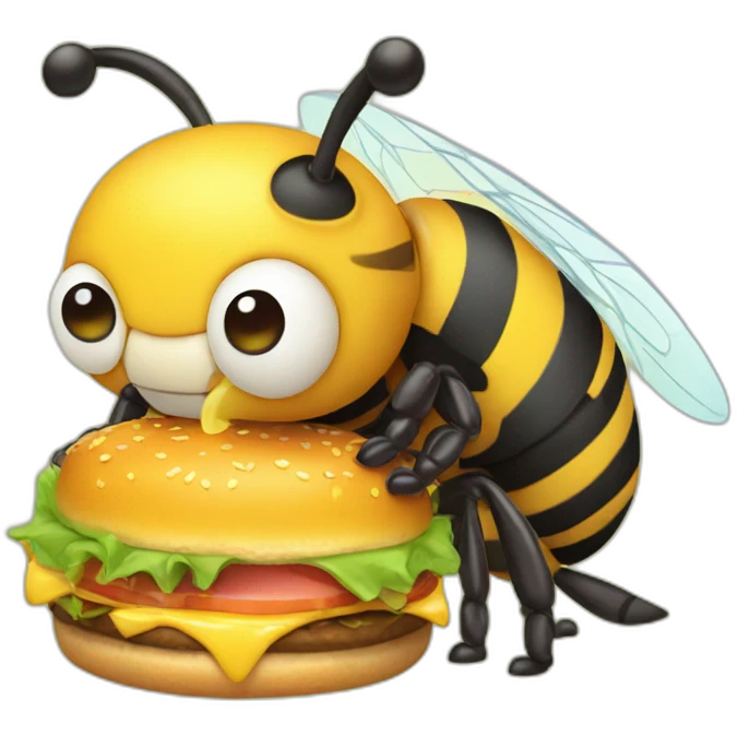 Gamer bee eating burger emoji