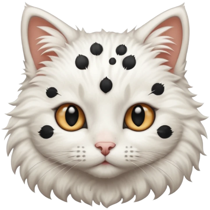 a white cat with black dots on her head emoji