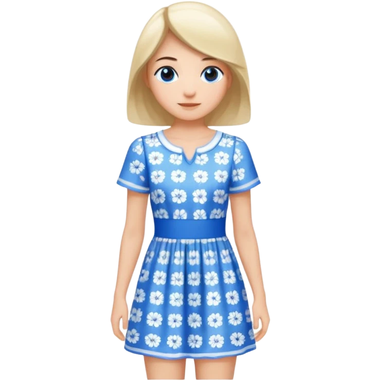a simple mini dress with blue and little white colors emoji