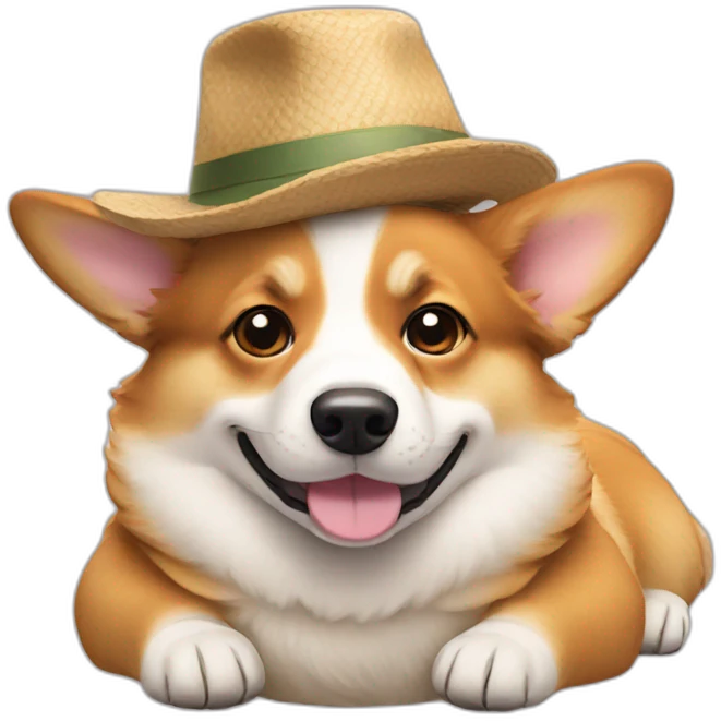 corgi lying down with hat emoji