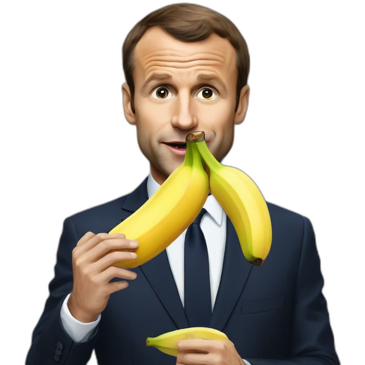 Macron qui mange une banane emoji