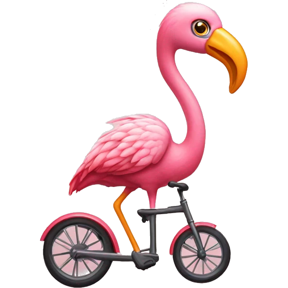 flamingo riding a tricycle  emoji