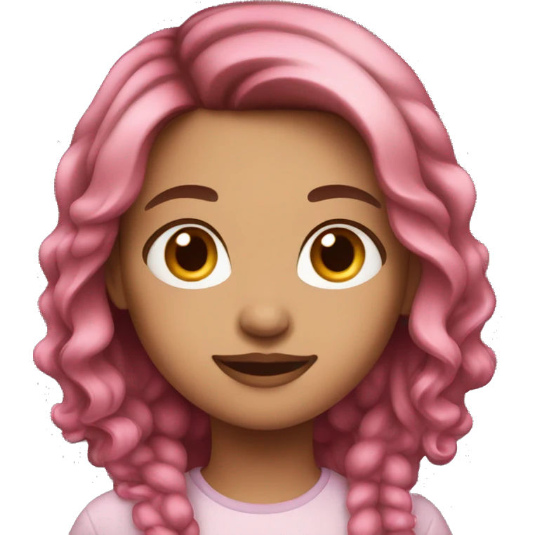 Girl with brown hair and pink highlights emoji