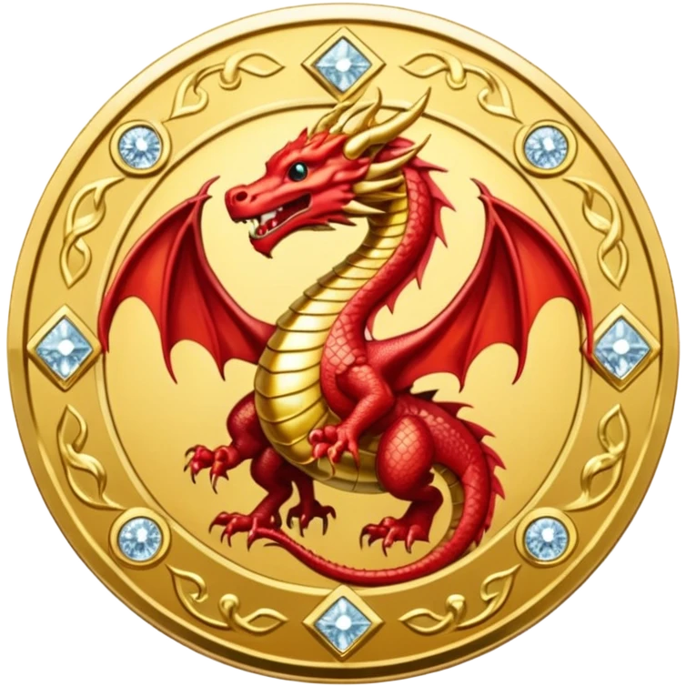 diamond coin with a dragon at the center  emoji