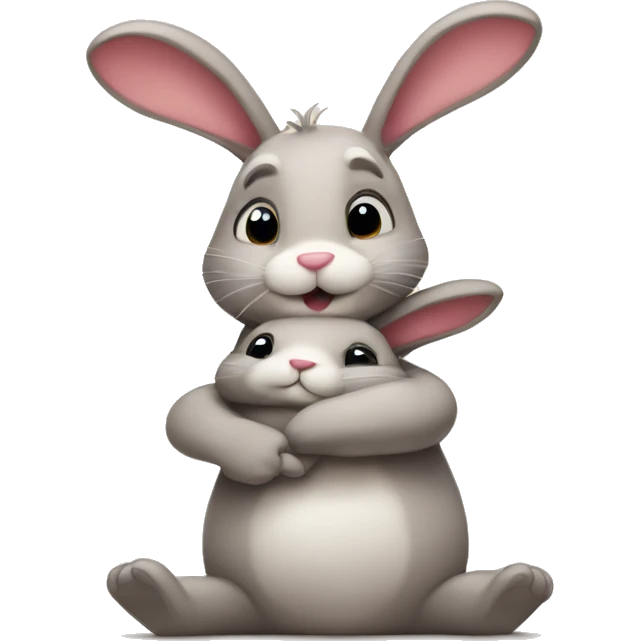 Bunny hugging a dear emoji