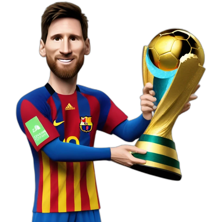 Lionel Messi levantando la copa del mundo emoji